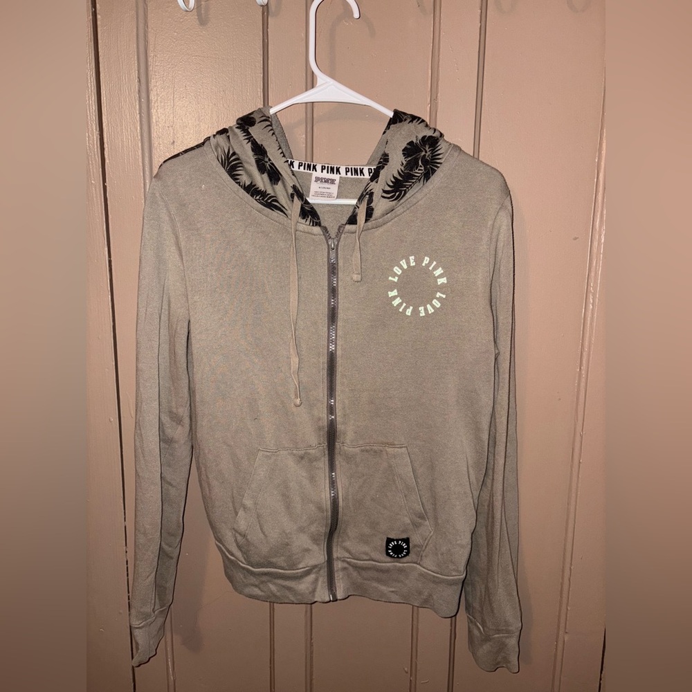 Victoria’s Secret PINK Green Zip Up Sweatshirt Medium